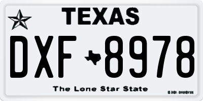 TX license plate DXF8978