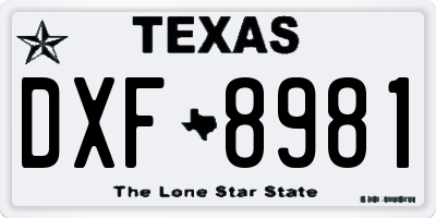 TX license plate DXF8981