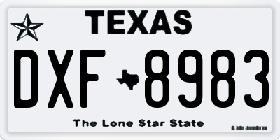 TX license plate DXF8983