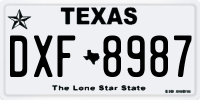 TX license plate DXF8987