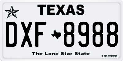 TX license plate DXF8988