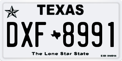 TX license plate DXF8991