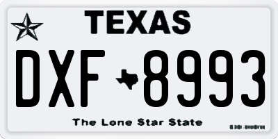 TX license plate DXF8993