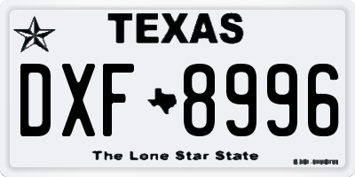 TX license plate DXF8996