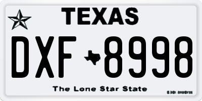 TX license plate DXF8998