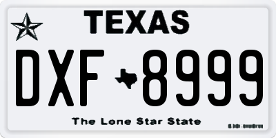 TX license plate DXF8999