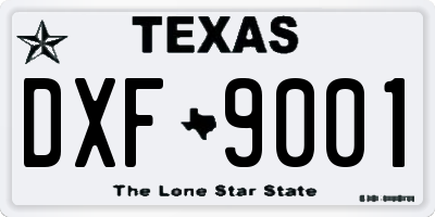 TX license plate DXF9001