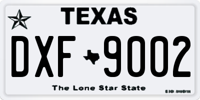 TX license plate DXF9002
