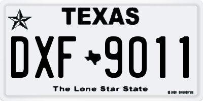 TX license plate DXF9011