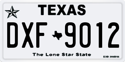 TX license plate DXF9012
