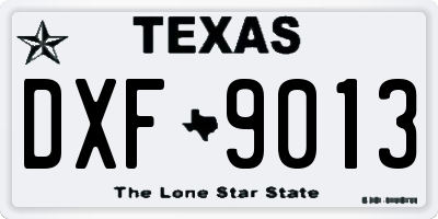 TX license plate DXF9013