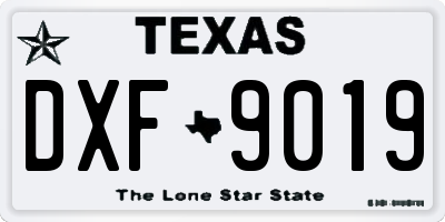 TX license plate DXF9019
