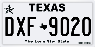 TX license plate DXF9020