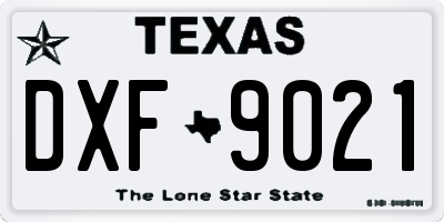 TX license plate DXF9021