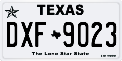 TX license plate DXF9023