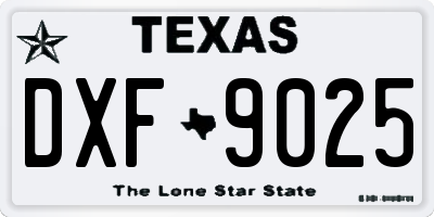 TX license plate DXF9025