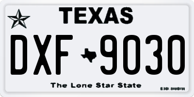 TX license plate DXF9030