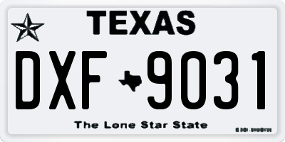 TX license plate DXF9031