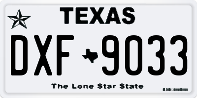 TX license plate DXF9033