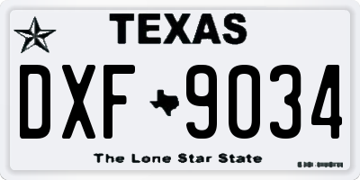 TX license plate DXF9034