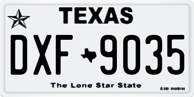 TX license plate DXF9035