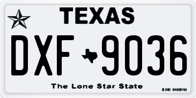 TX license plate DXF9036