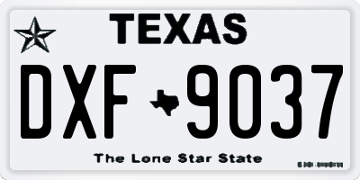 TX license plate DXF9037