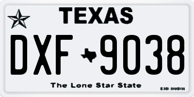TX license plate DXF9038