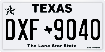 TX license plate DXF9040