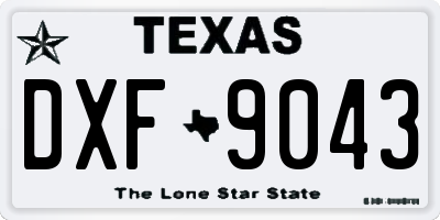 TX license plate DXF9043