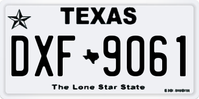TX license plate DXF9061