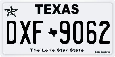 TX license plate DXF9062