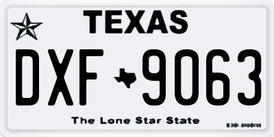 TX license plate DXF9063