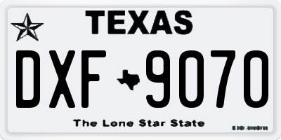 TX license plate DXF9070