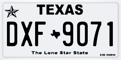 TX license plate DXF9071