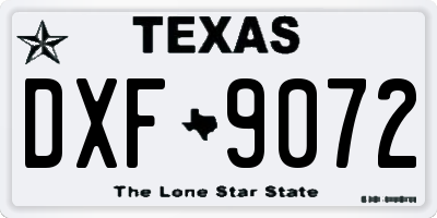 TX license plate DXF9072