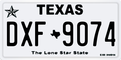TX license plate DXF9074