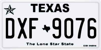 TX license plate DXF9076