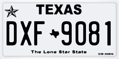 TX license plate DXF9081