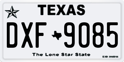 TX license plate DXF9085