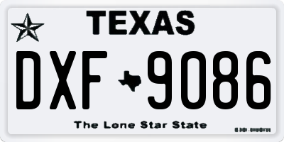 TX license plate DXF9086
