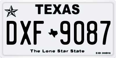 TX license plate DXF9087