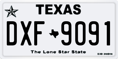 TX license plate DXF9091