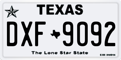 TX license plate DXF9092