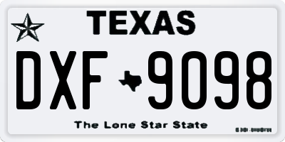 TX license plate DXF9098