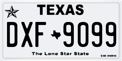 TX license plate DXF9099