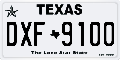 TX license plate DXF9100
