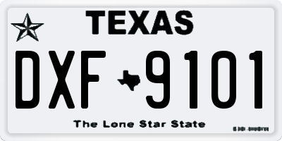 TX license plate DXF9101