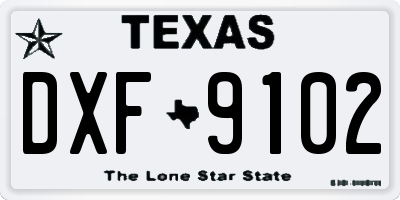 TX license plate DXF9102