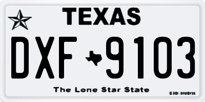 TX license plate DXF9103